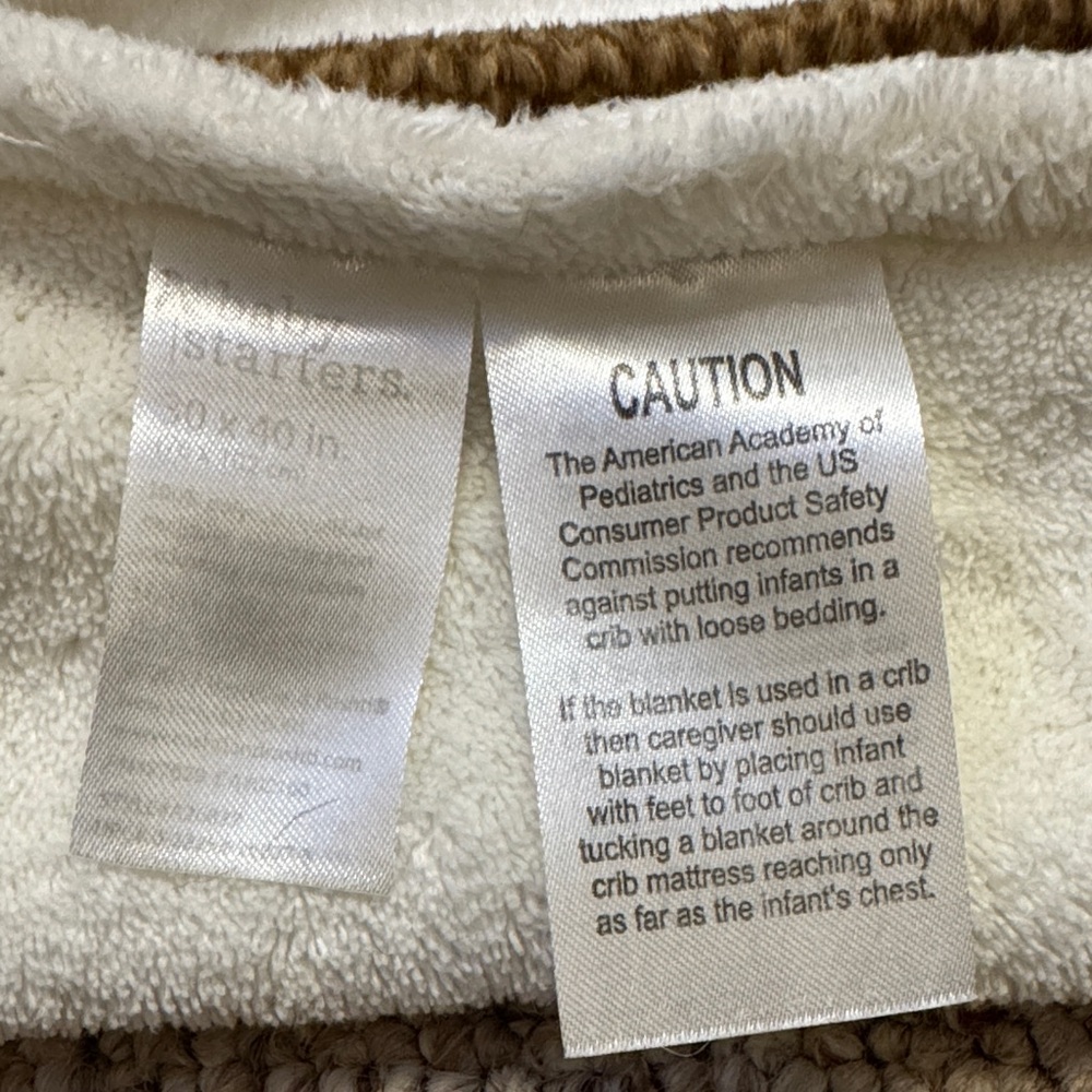 Baby Starters Cream Blanket with Sock Monkey Embroidery - Picture 4 of 4